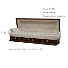 pecan veneer wooden casket full couch